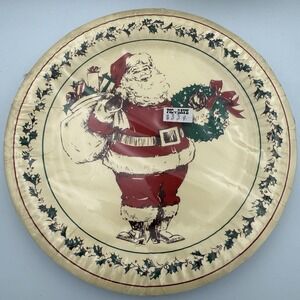 Vintage 1970's Reed Christmas Tree Dessert Paper Plates 8ct 7in Octagon Set Of 3